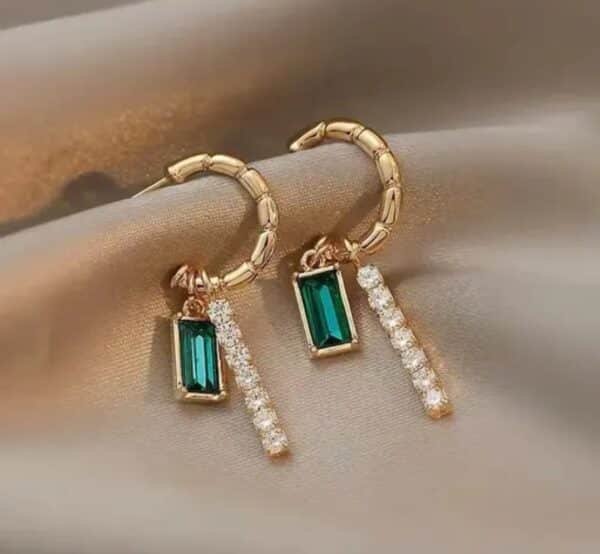 Elegant Gold and Emerald Earrings
